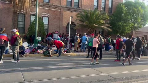 Migrant tent encampments on the streets south of downtown #ElPaso