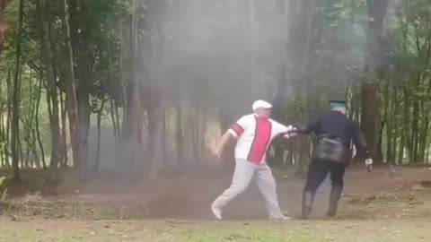 Belarus: During the reconstruction of a WWII battle a pensioner ran out to fight "the fascist"