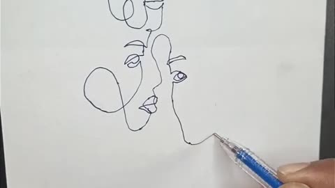 Three Faces continuous one line art