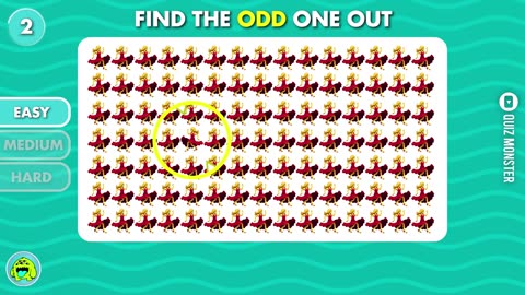 Find the Odd Emoji Challenge: Easy, Medium, and Hard Levels! 🔍