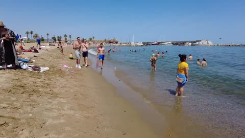 Beach Walking Spain - Barcelona Barceloneta Beach - June 2022