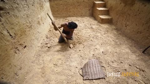 Jungle Survival: Digging to Build Ancient Underground Shelter by Ancient Skills