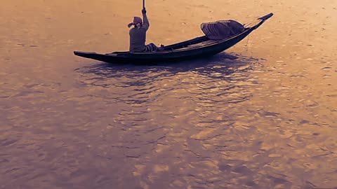 Sunset Time A Boatman Returning his destination