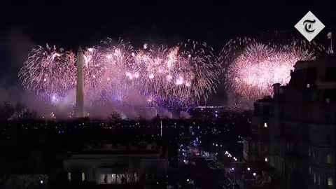 Bidens watch the inaugural fireworks from the White House