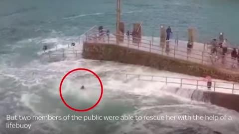 Devon: Footage shows moment girl is swept into the sea by huge wave