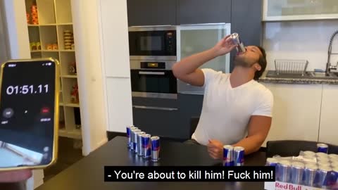 TRISTIAN TATE BREAKS THE WORLD RECORD OF DRINKING MOST RED BULLS!!!