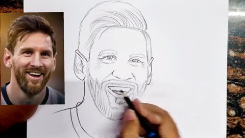 Lionel Messi Outline Drawing || How to draw Lionel Messi step by step