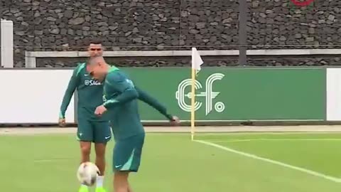 Cristiano Ronaldo & Pepe in training