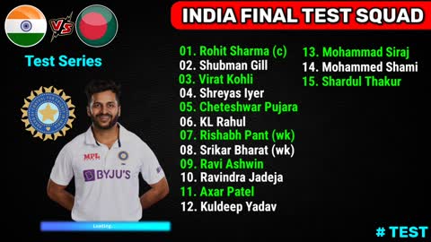 India Squad for Test Series 2022 India final test series squad IND test Squad for BAN 2022