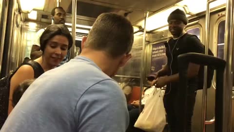 HORRIBLE man BERATES young family with a child on the NYC Subway!