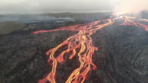 Iceland Geldingadalir Volcano August 14 video with drone