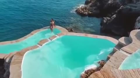 Cliffside pools in Greece