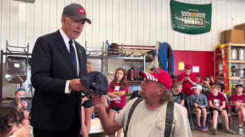 Joe Biden Finally Gets Applause After Putting on Trump Hat