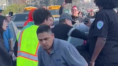 The downtown LA freeway was shut down by a pro-Palestine mob. Buses full of children were stuck.