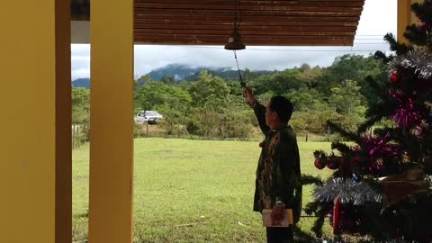 Howling dog sings along to ringing of church bell