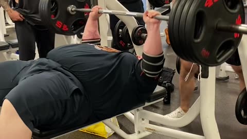 Bench Press 405 Pounds Then A Drop Set Of 315 Pounds Followed By A Drop Set Of 225 Pounds.