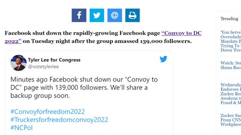 Facebook Removes "Convoy to DC 2022" Page, Truckers Create New One