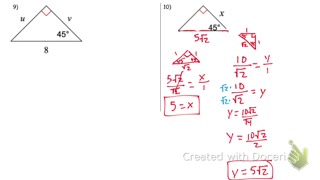 45 45 90 Special right Triangles