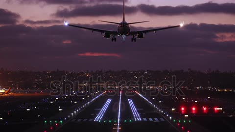 Cinematic sunset at airport