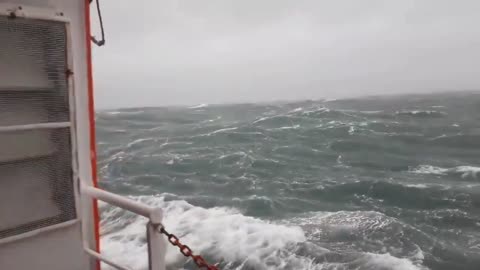 Boat in the North Sea documents the intensity of Storm Ciara