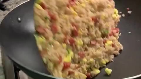 Fried rice with bacon and egg