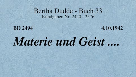 BD 2494 - MATERIE UND GEIST ....