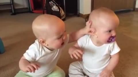 Twin Baby Girls Fight Over Pacifier