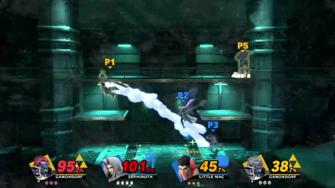 Ganondorf and Ganondorf vs Sephiroth and Little Mac on Shadow Moses Island (Super Smash Bros)