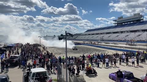 MotorMania Burnout Pit at Milwaukee Mile 1966 Plymouth Belvedere