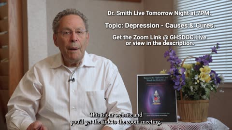 Join Dr. Smith Live tomorrow night on the topic "Depression - Causes & Cures."