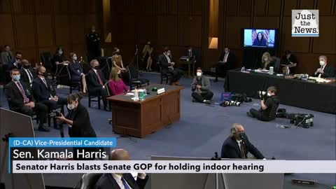 Kamala Harris blasts Senate GOP for holding indoor hearing for Supreme Court nominee