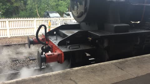 Aviemore Scotland train station and The Strathspey Railway departing