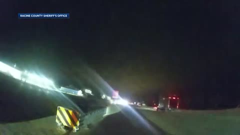 Officers View Setting Spike Belt on 3 County Freeway Chase