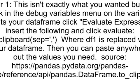 How can you copy paste values in PyCharm dataframe view