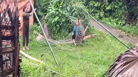 Together with my mother-in-law, we weaved beautiful bamboo chicken cages