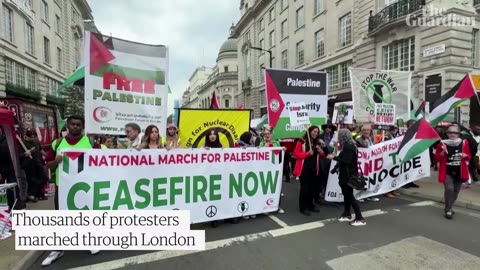 Thousands march through London marking 11th month of Gaza war