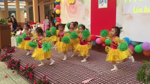 Preschool children dancing hilariously