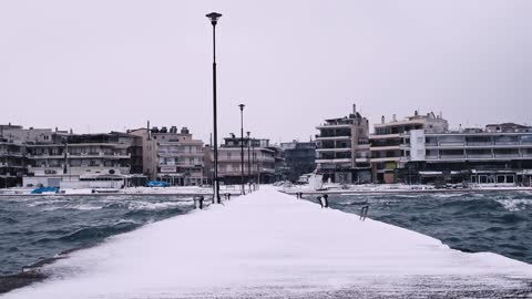 Winter view of Peraia, Thessaloniki, Greece (Περαία, Θεσσαλονίκη, Ελλάδα) February 14, 2021