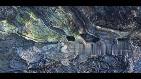 Lava field zoom out - Drone shot from the active volcano in Iceland