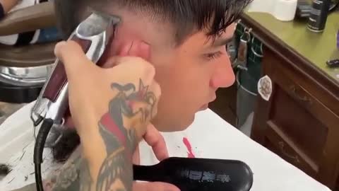 Skilful barber haircut