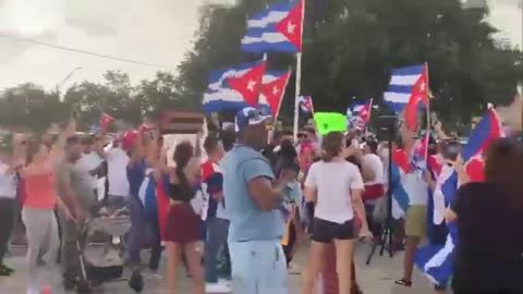 Cuban Americans Chant "Where Is Biden?" Demanding Action From Administration