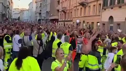 Italians Protesting against the covid passports