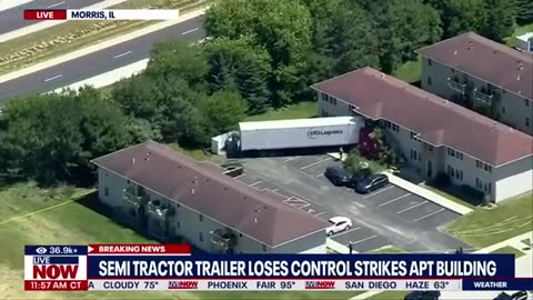 BREAKING_ Semi truck crashes into apartment building _ LiveNOW from FOX