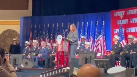 Loud Pro-Trump chants during Letitia James’s speech to FDNY firefighters.