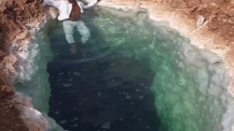 Floating in the salt pools of Siwa Oasis in Egypt 😎