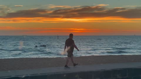 Sunset at St Kilda Beach (The Patriot in the background)