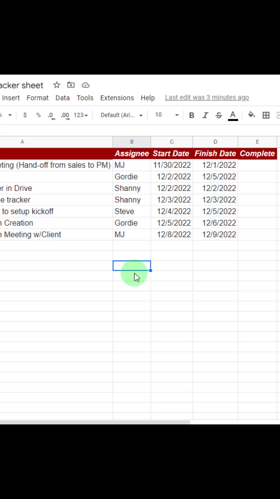 Google Sheets: Add checkboxes