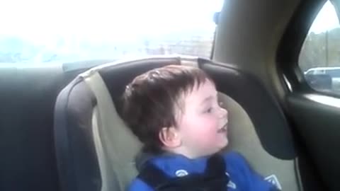 Baby freaks out over sister's school bus