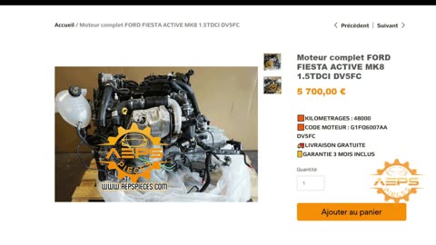 AEPSPIECES.COM - Moteur complet FORD FIESTA ACTIVE MK8 1.5TDCI DV5FC