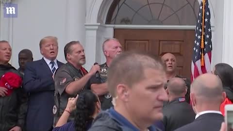 President Trump And Bikers For Trump Recite Pledge Of Allegiance